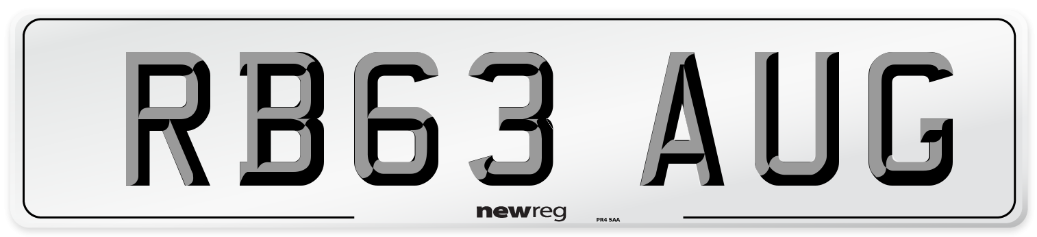 RB63 AUG Number Plate from New Reg